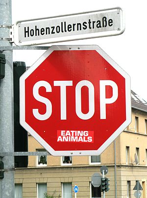 English: "Stop eating animals" - Veg...