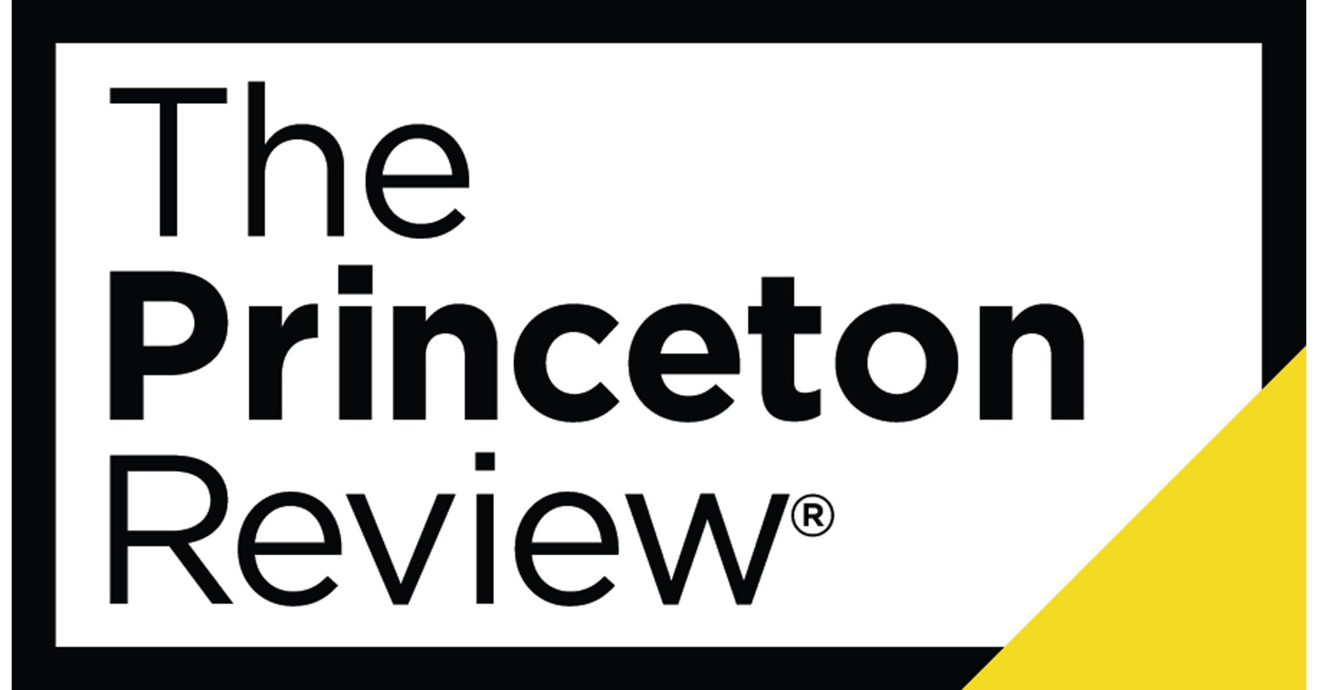 logo of The Princeton Review in black and white with yellow detail.