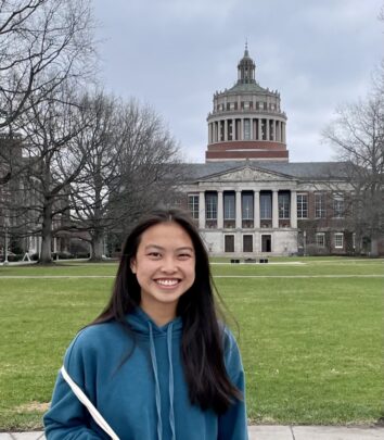 picture of Alyssa Horng standing in front of Rush Rhees Library